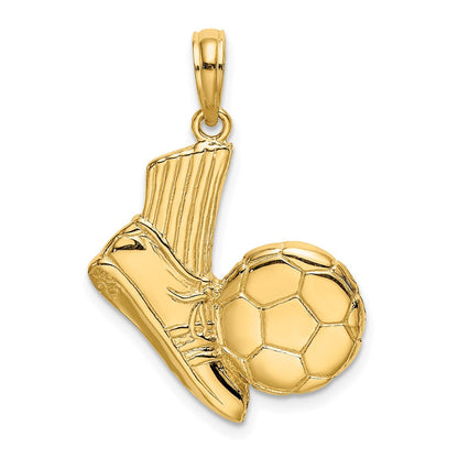 14K Gelbgold Charm "Fußballschuh kickt Ball" 2-D