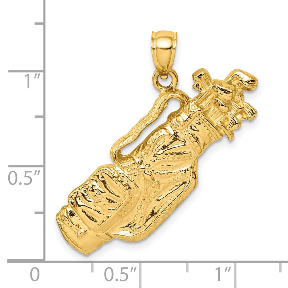 14K Gelbgold Golftasche und Golfschläger-Charm 2-D
