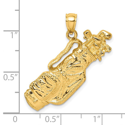 14K Gelbgold Golftasche und Golfschläger-Charm 2-D