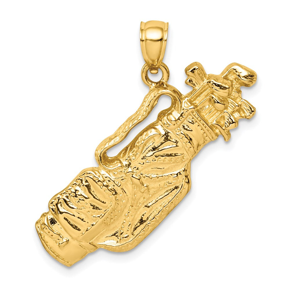14K Gelbgold Golftasche und Golfschläger-Charm 2-D