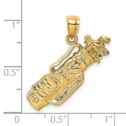 14K Gelbgold Golftasche und Golfschläger Charm, 2-D