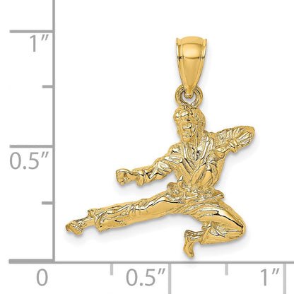 14K Gelbgold 3-D Karate-Mann-Anhänger
