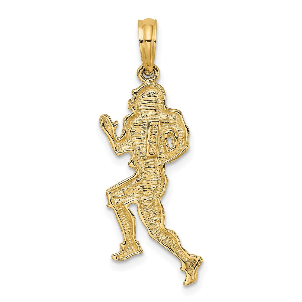 14K Gelbgold Polierter Laufender-Footballspieler-Charm