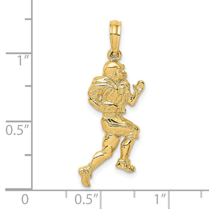 14K Gelbgold Polierter Laufender-Footballspieler-Charm