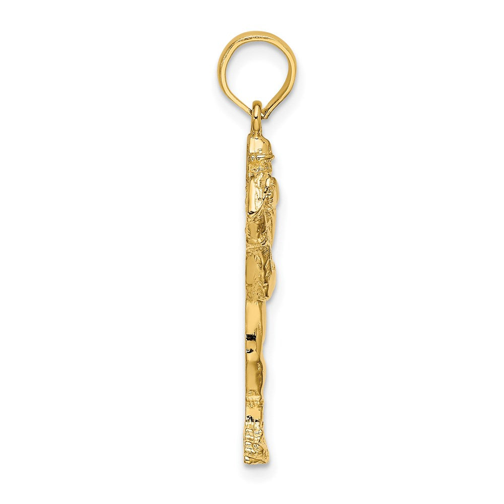 14K Gelbgold Charm „Baseball-Pitcher auf dem Hügel“ 2D