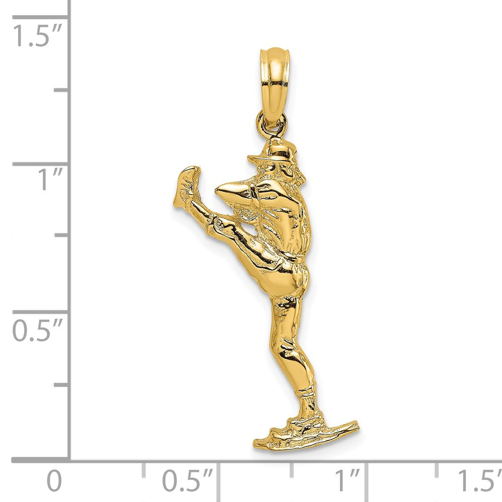 14K Gelbgold Charm „Baseball-Pitcher auf dem Hügel“ 2D