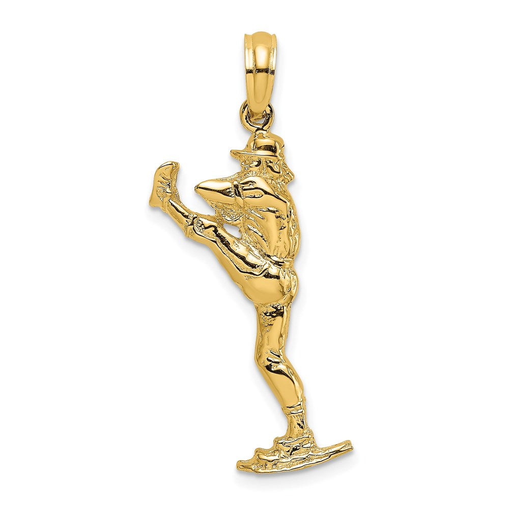 14K Gelbgold Charm „Baseball-Pitcher auf dem Hügel“ 2D