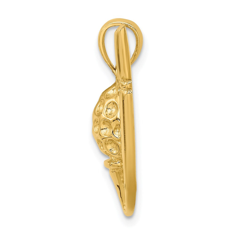 14K Gelbgold Golfschläger-und-Ball-auf-Tee-Charm, 2-D