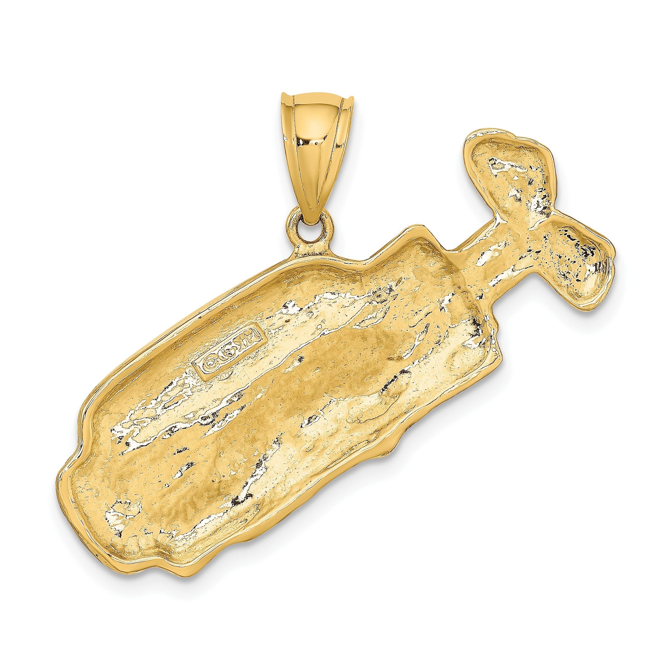 14K Gelbgold 2-D-Golftasche-Charm, poliert