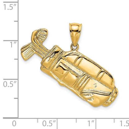 14K Gelbgold 2-D-Golftasche-Charm, poliert