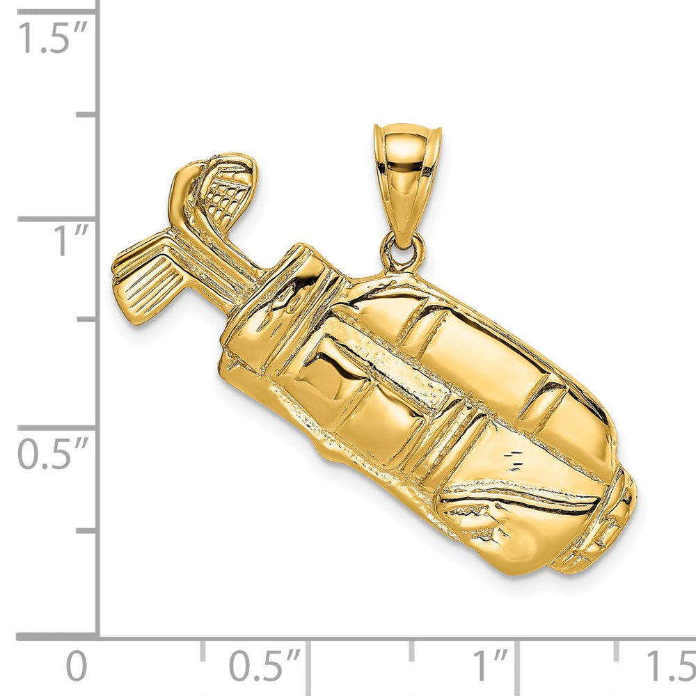 14K Gelbgold 2-D-Golftasche-Charm, poliert