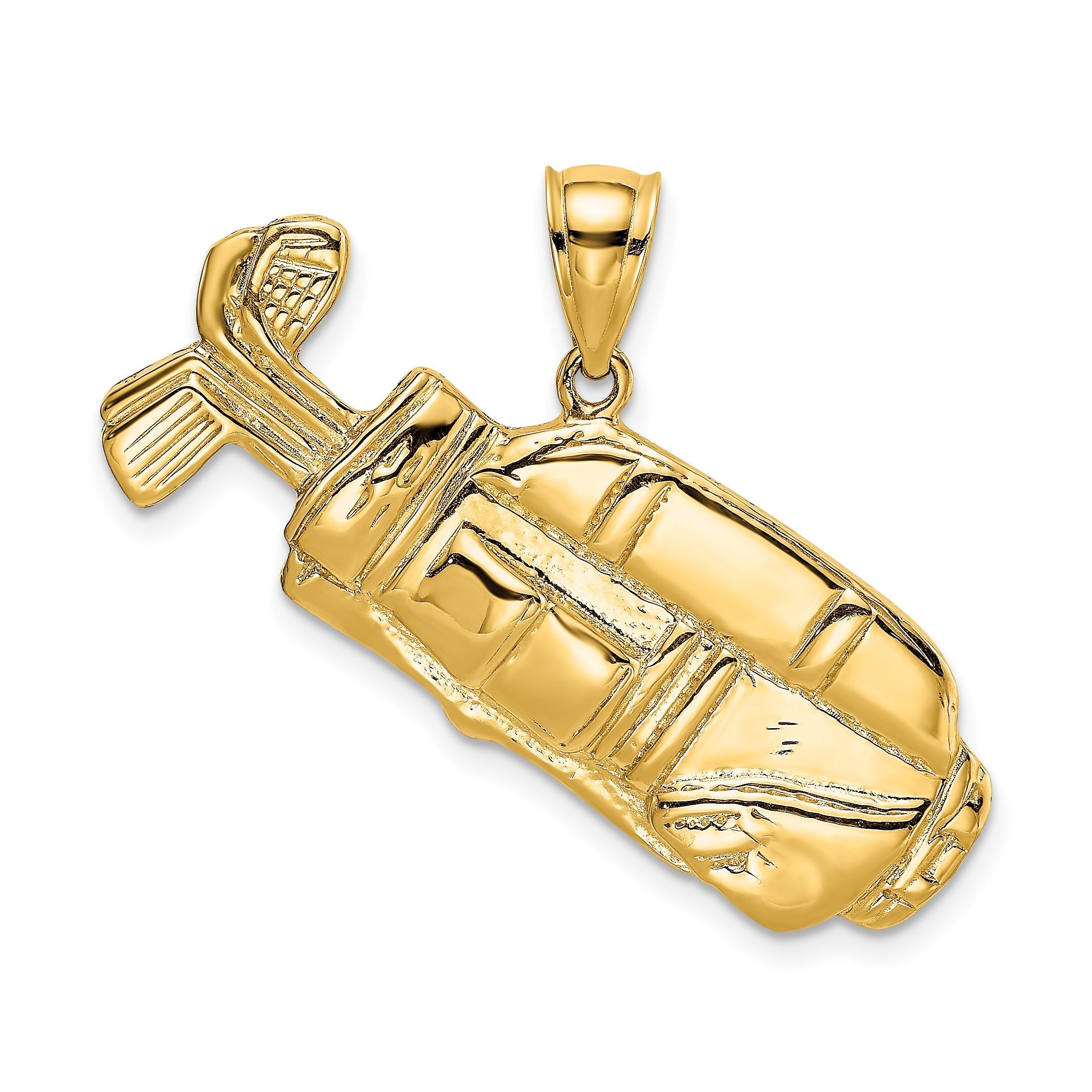 14K Gelbgold 2-D-Golftasche-Charm, poliert