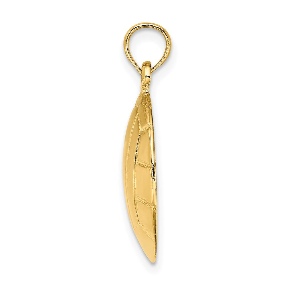 14K Gelbgold 2-D Polierter Volleyball-Charm