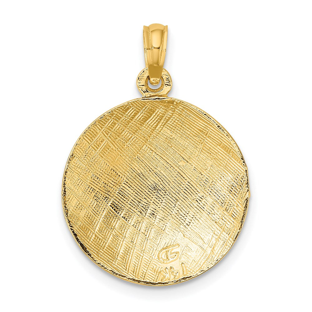 14K Gelbgold 2-D Polierter Volleyball-Charm