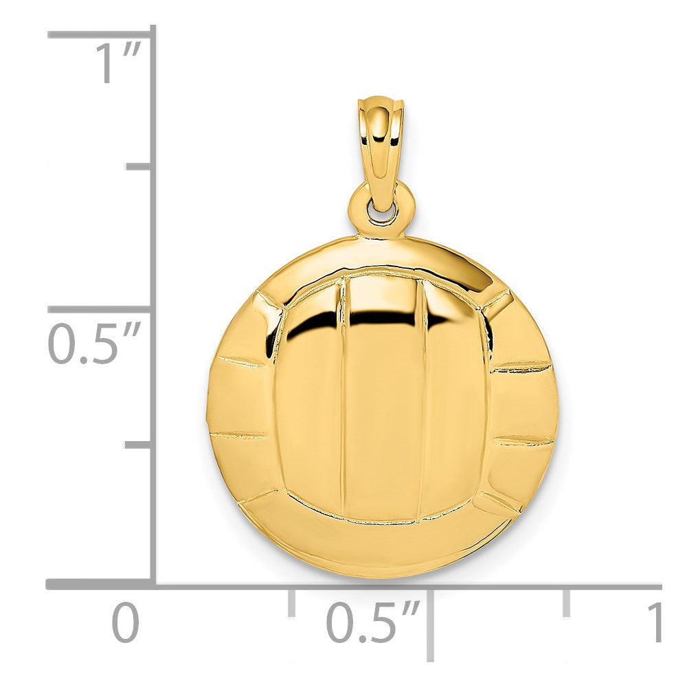 14K Gelbgold 2-D Polierter Volleyball-Charm