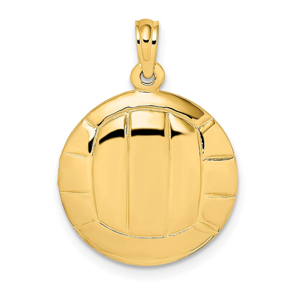 14K Gelbgold 2-D Polierter Volleyball-Charm