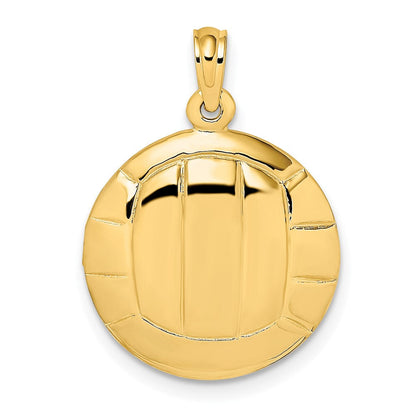 14K Gelbgold 2-D Polierter Volleyball-Charm