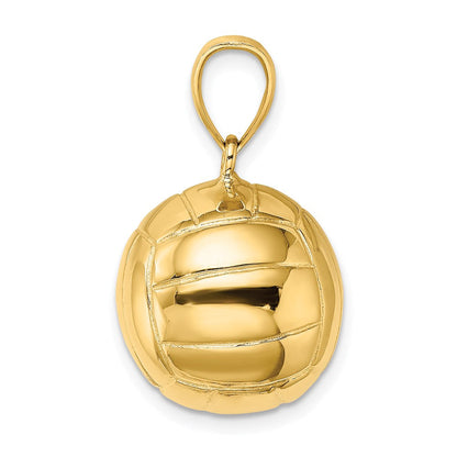 14K Gelbgold Polierter 3-D-Volleyball-Charm