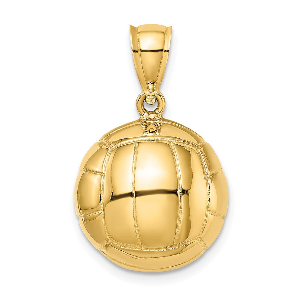 14K Gelbgold Polierter 3-D-Volleyball-Charm