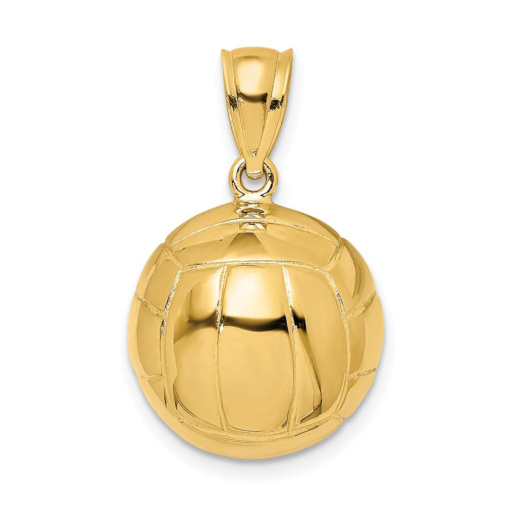 14K Gelbgold Polierter 3-D-Volleyball-Charm