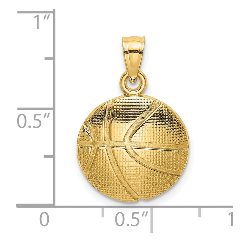 14K Gelbgold 2-d Strukturiert Basketball Charm