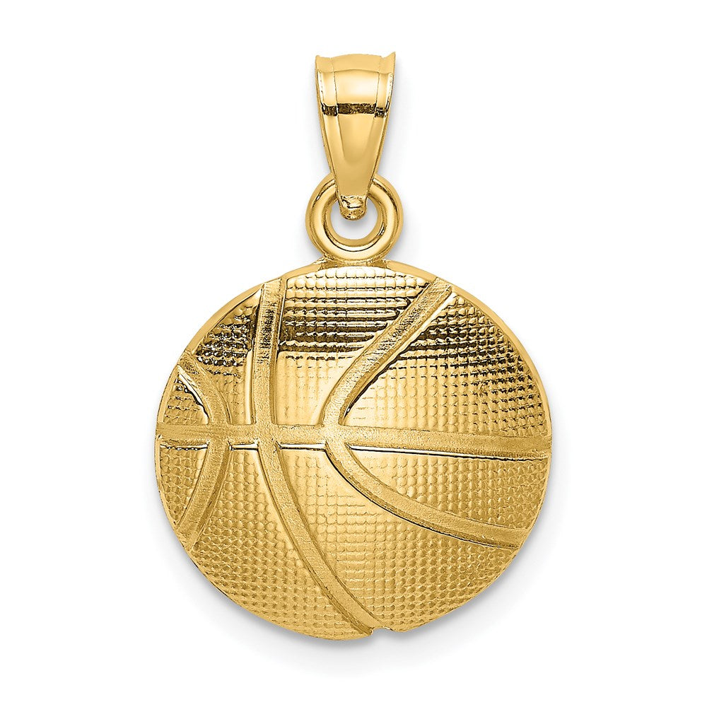 14K Gelbgold 2-d Strukturiert Basketball Charm