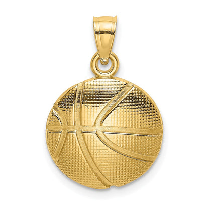 14K Gelbgold 2-d Strukturiert Basketball Charm