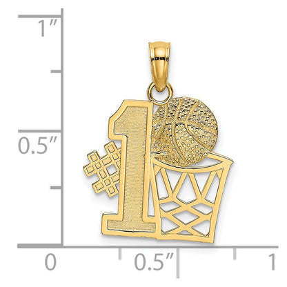 14K Gelbgold #1 Basketball mit Creole Charm