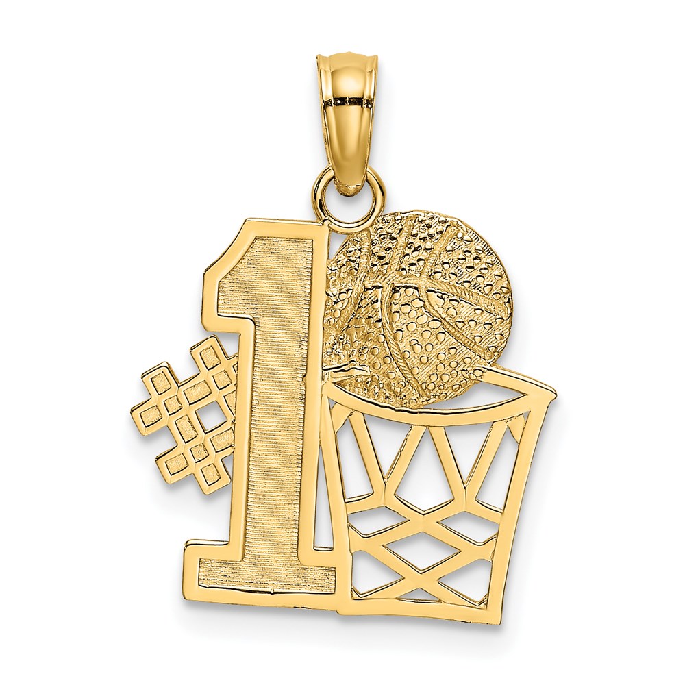 14K Gelbgold #1 Basketball mit Creole Charm