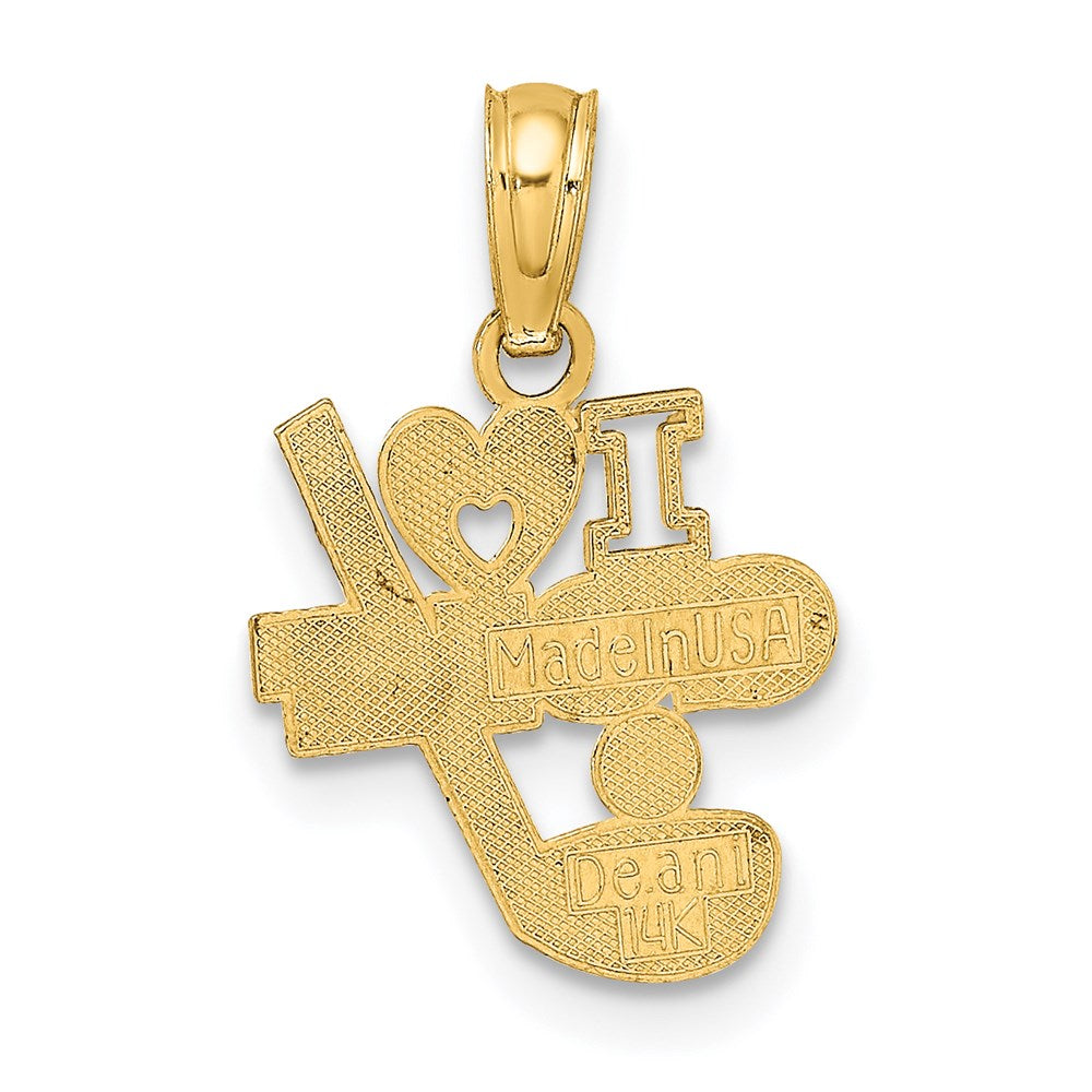 14K Gelbgold I Herz Golf Club und Kugel Charm