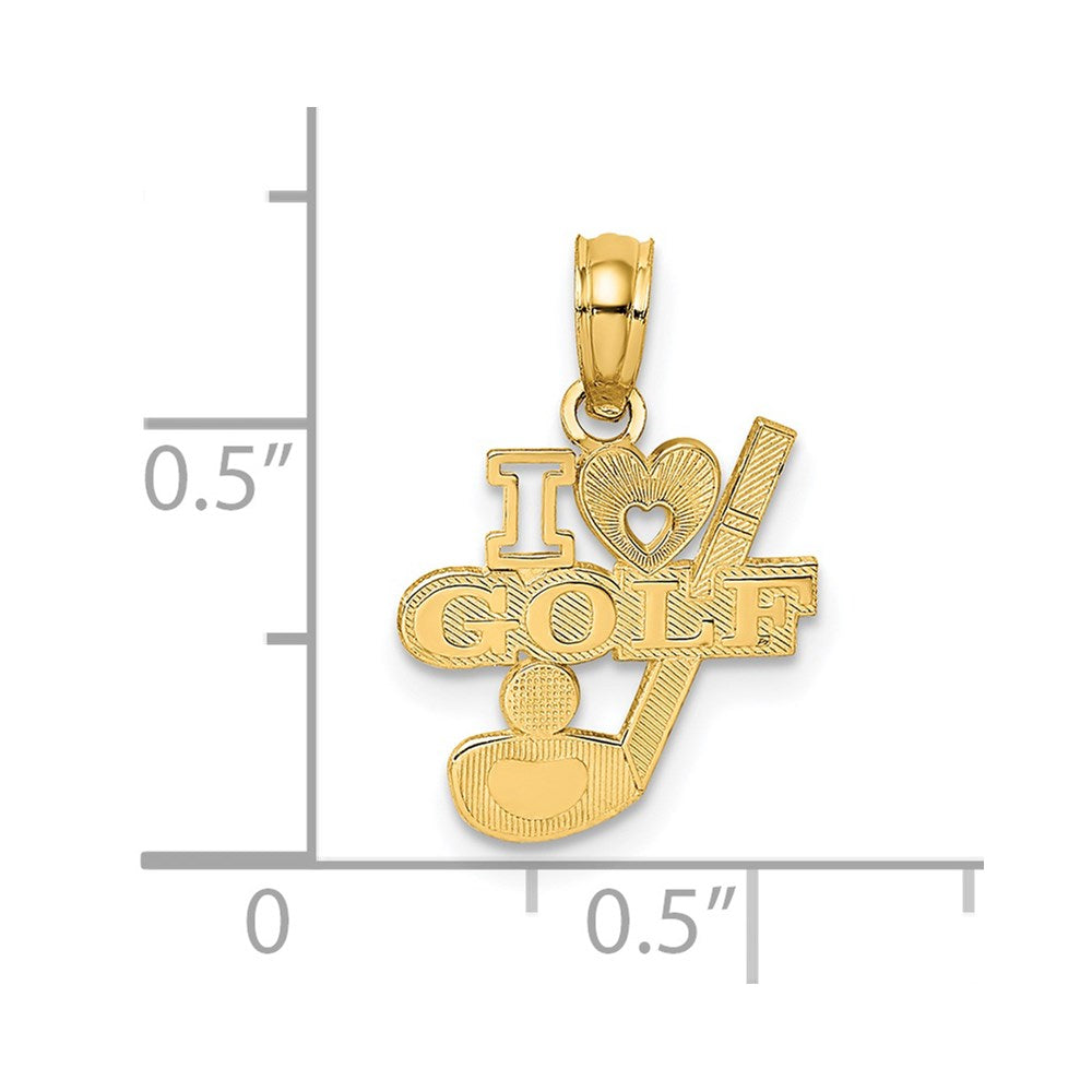 14K Gelbgold I Herz Golf Club und Kugel Charm