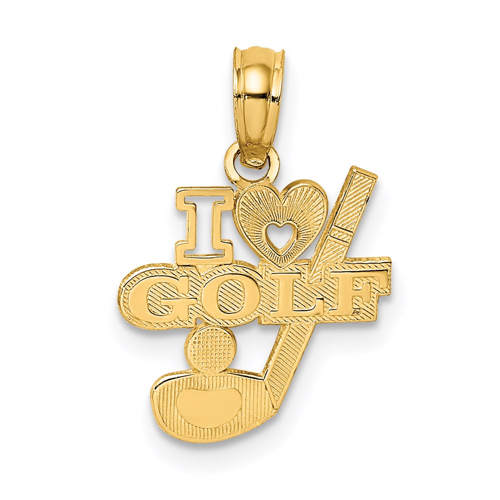 14K Gelbgold I Herz Golf Club und Kugel Charm