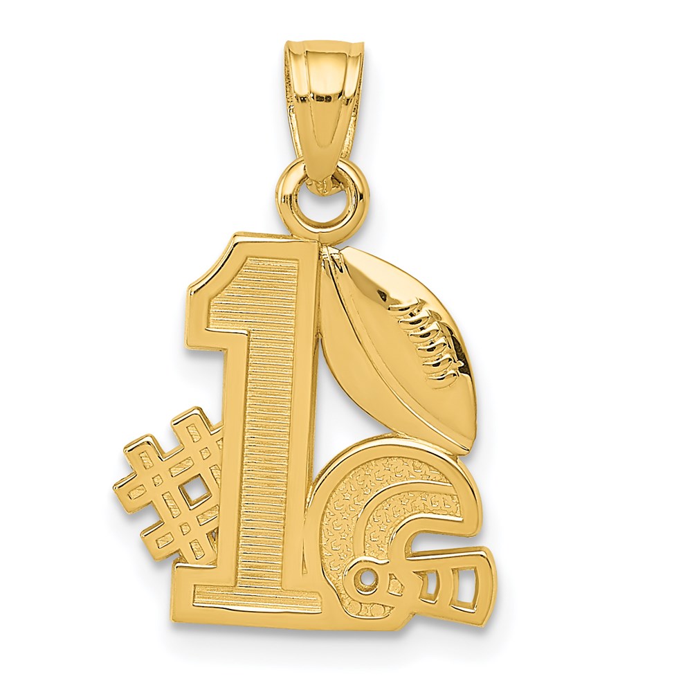 14K Gelbgold #1 Football mit Helm Charm