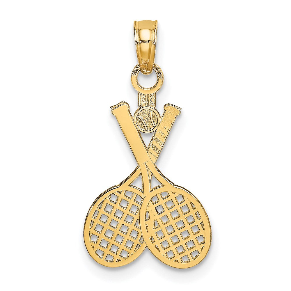 14K Gelbgold Doppelt Tennis Racket mit Kugel Charm