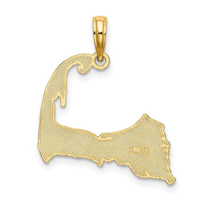 14K Gelbgold Cape Cod Karte Charm