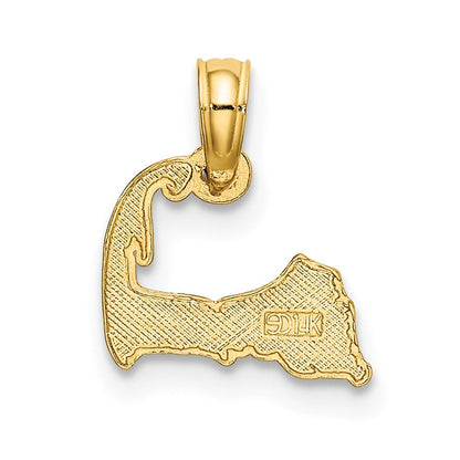 14K Gelbgold Cape Cod Karte Charm