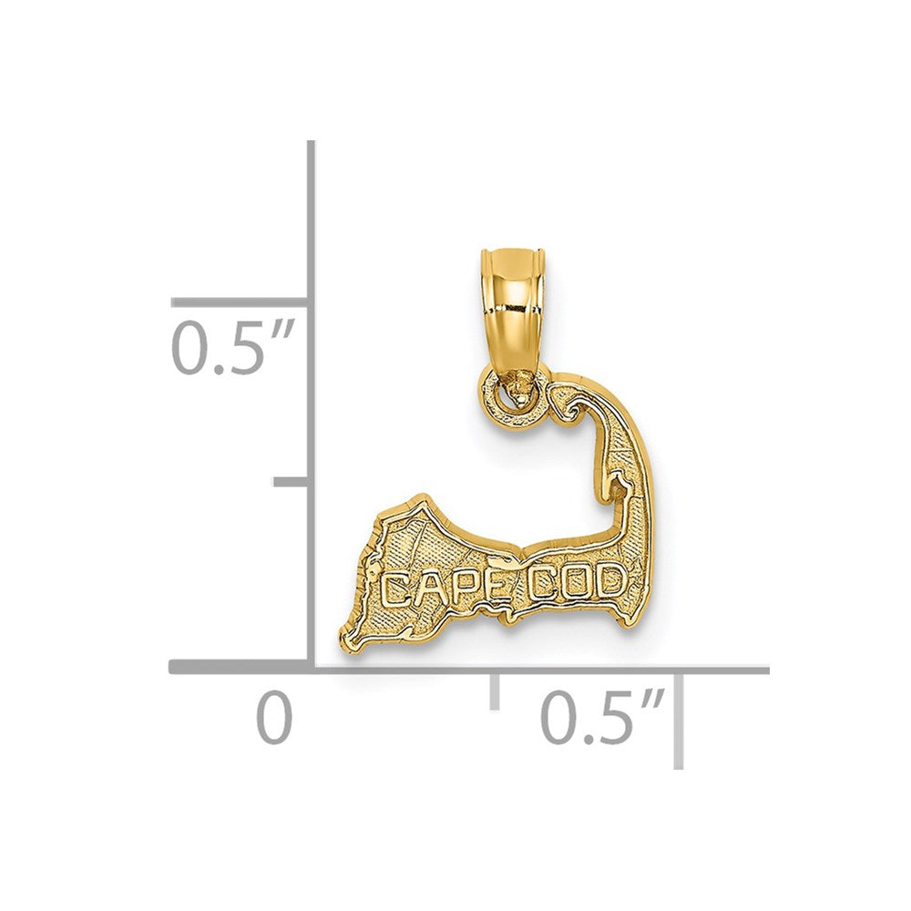 14K Gelbgold Cape Cod Karte Charm