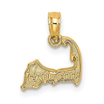 14K Gelbgold Cape Cod Karte Charm