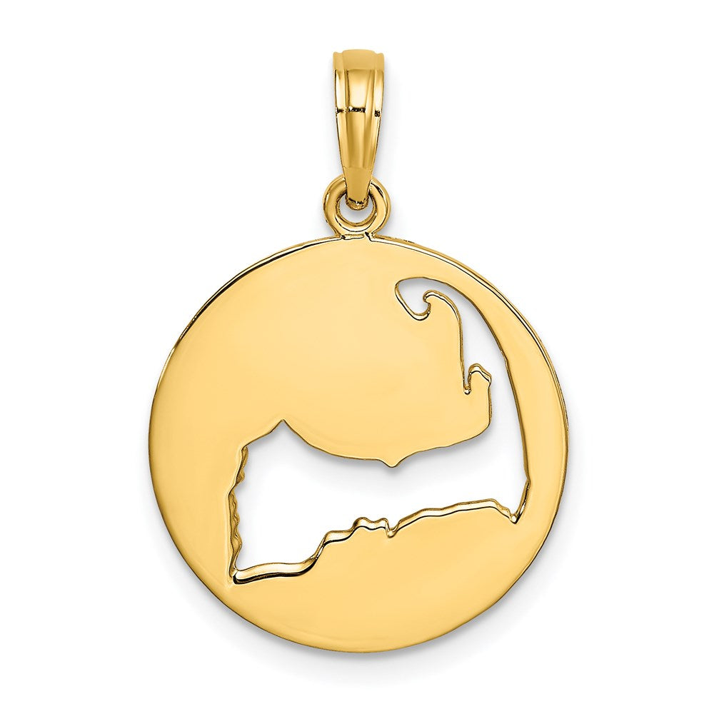 14K Gelbgold Polierter Cape-Cod-Karte-Ausschnitt-Charm