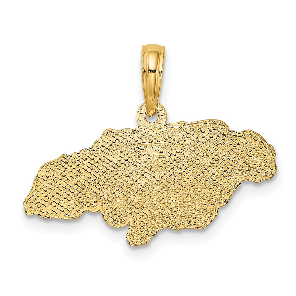 14K Gelbgold Strukturiert Jamaica Karte Charm