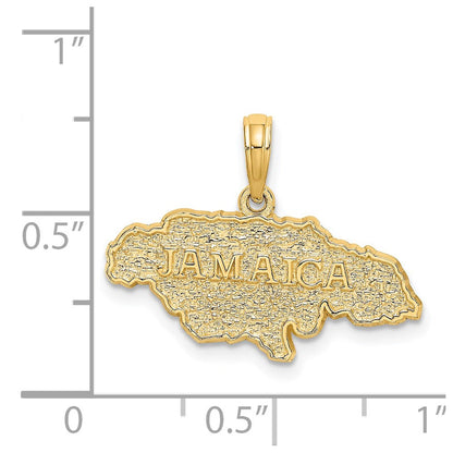 14K Gelbgold Strukturiert Jamaica Karte Charm