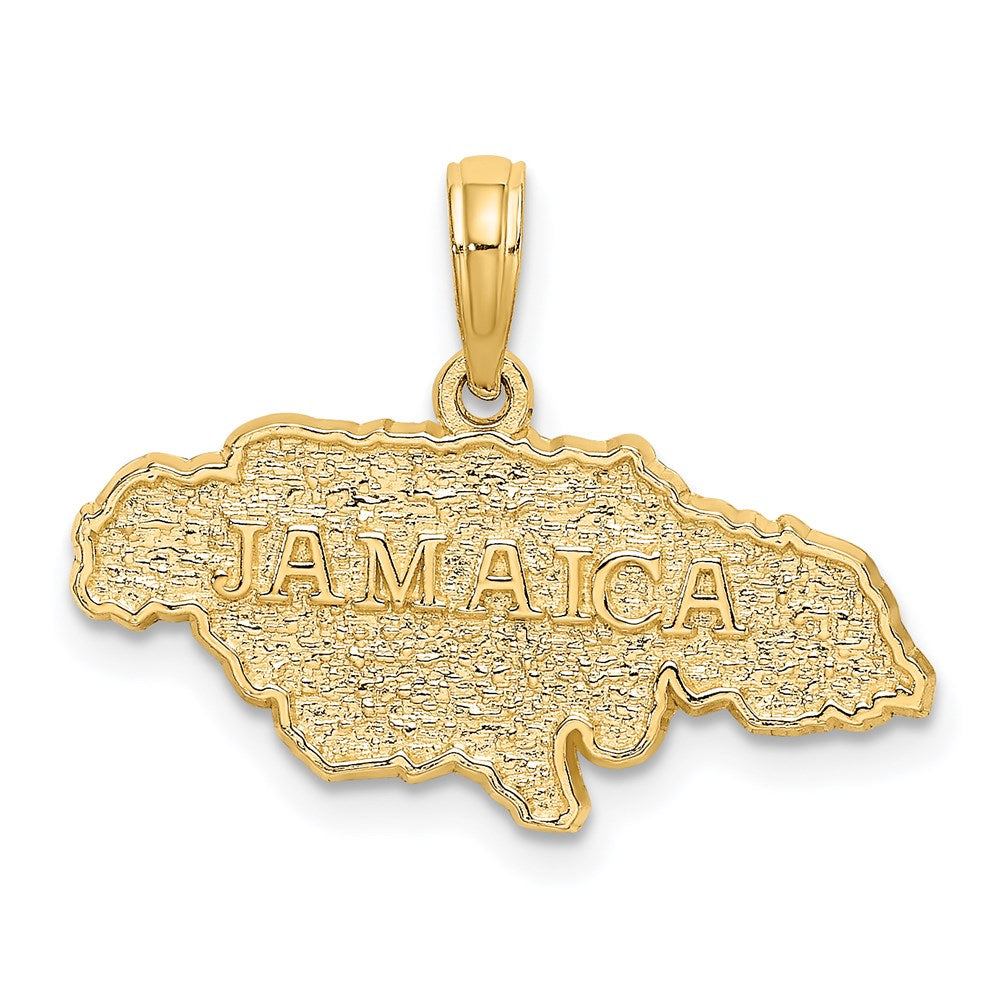 14K Gelbgold Strukturiert Jamaica Karte Charm