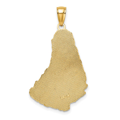 14K Gelbgold strukturierter BARBADOS-Karte-Charm
