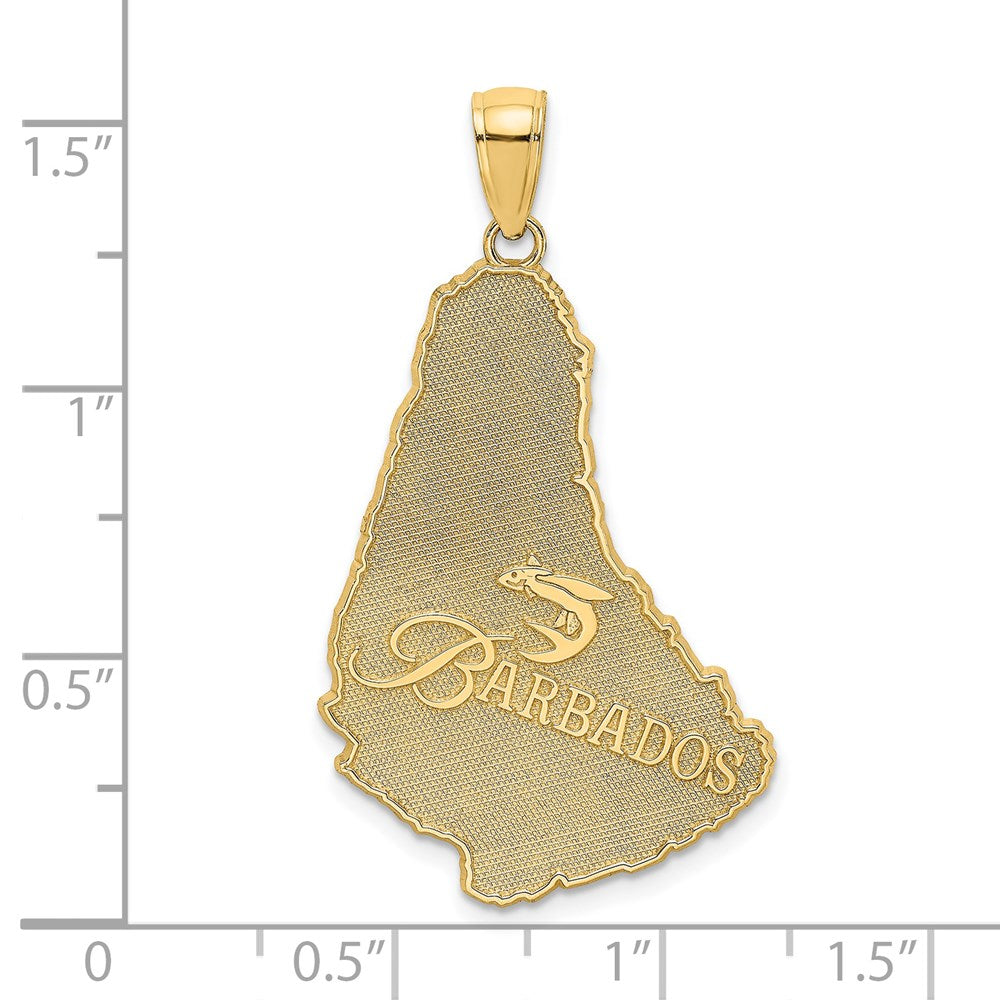 14K Gelbgold strukturierter BARBADOS-Karte-Charm