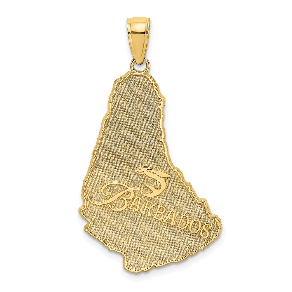 14K Gelbgold strukturierter BARBADOS-Karte-Charm