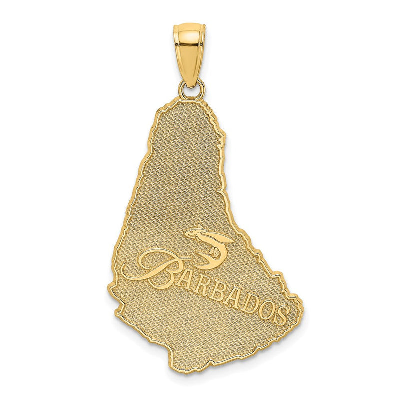 14K Gelbgold strukturierter BARBADOS-Karte-Charm