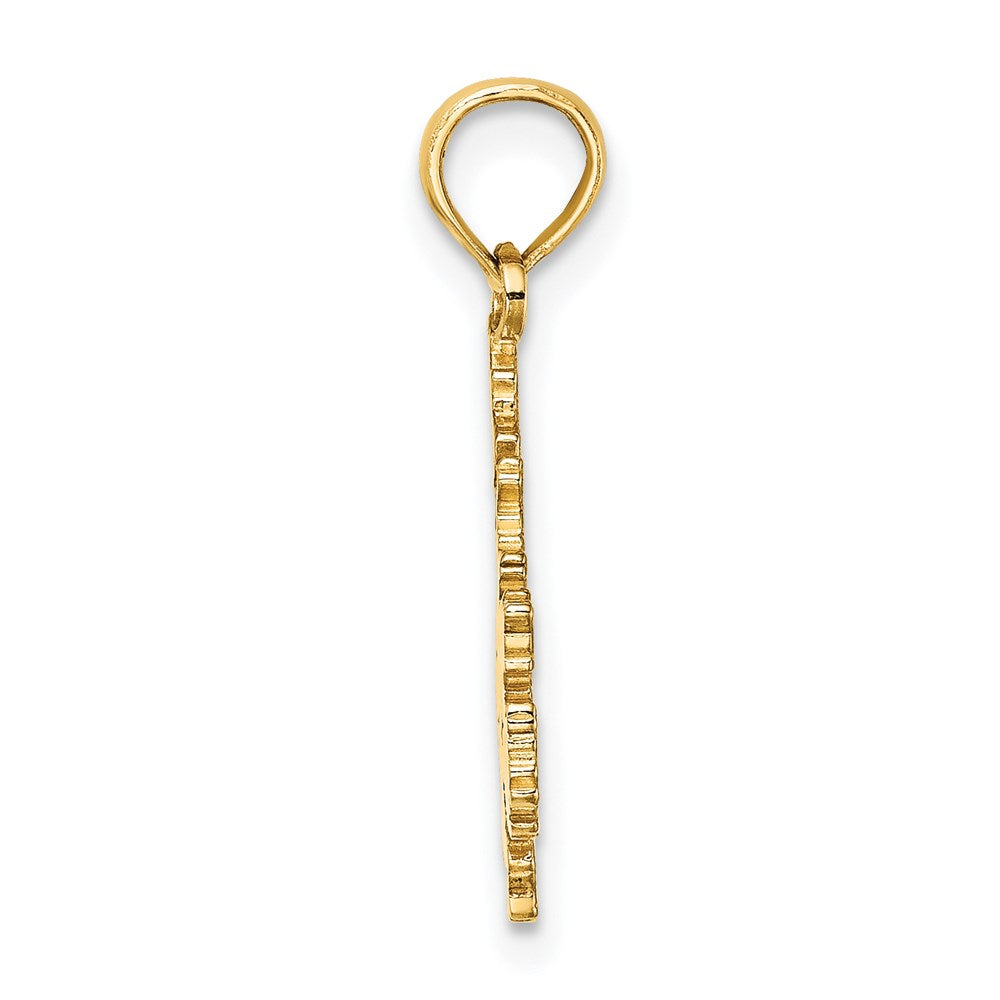 14K Gelbgold Poliert und Graviert ANTIGUA KARTE Charm