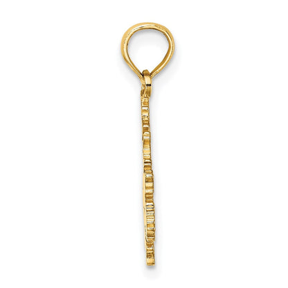 14K Gelbgold Poliert und Graviert ANTIGUA KARTE Charm