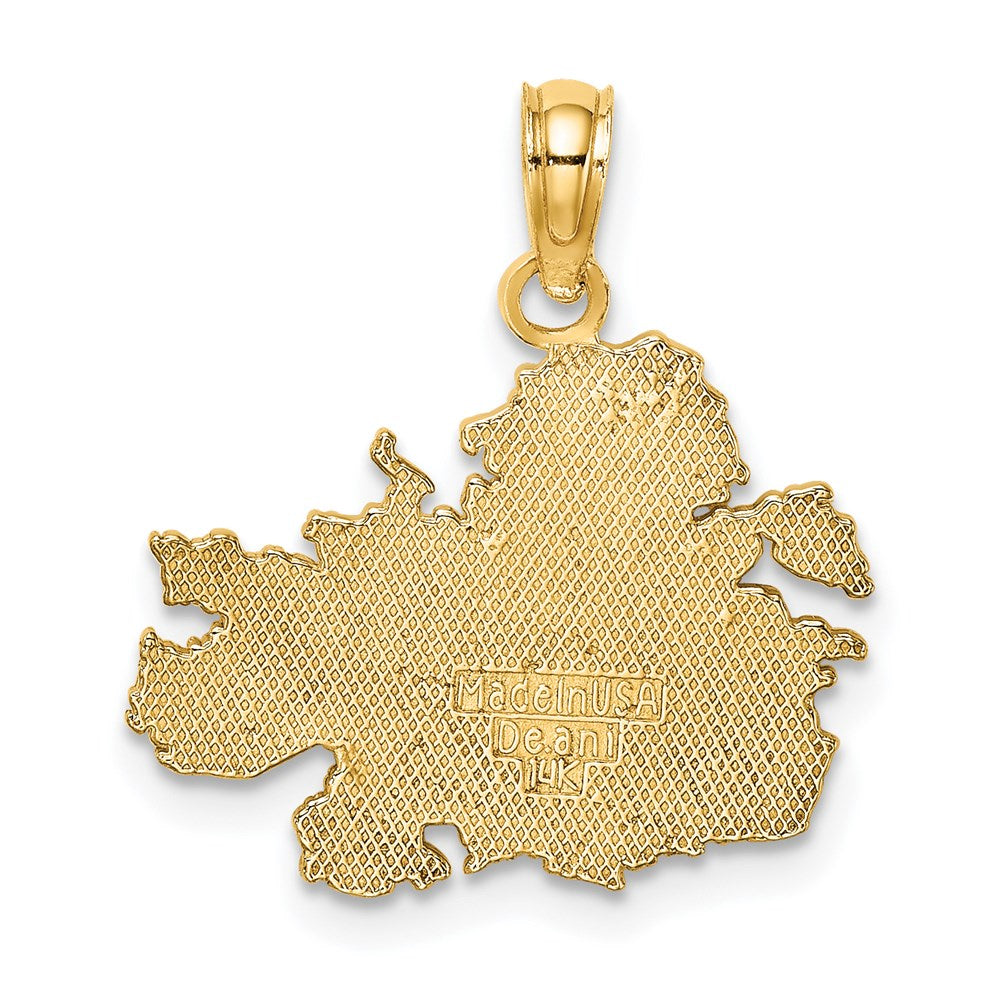 14K Gelbgold Poliert und Graviert ANTIGUA KARTE Charm