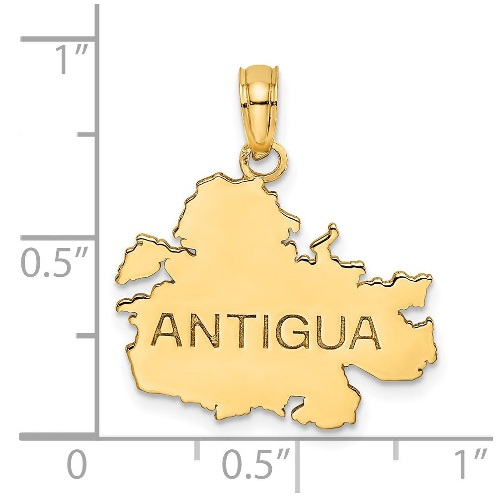 14K Gelbgold Poliert und Graviert ANTIGUA KARTE Charm
